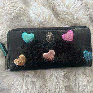 Black Heart-Embellished Wallet